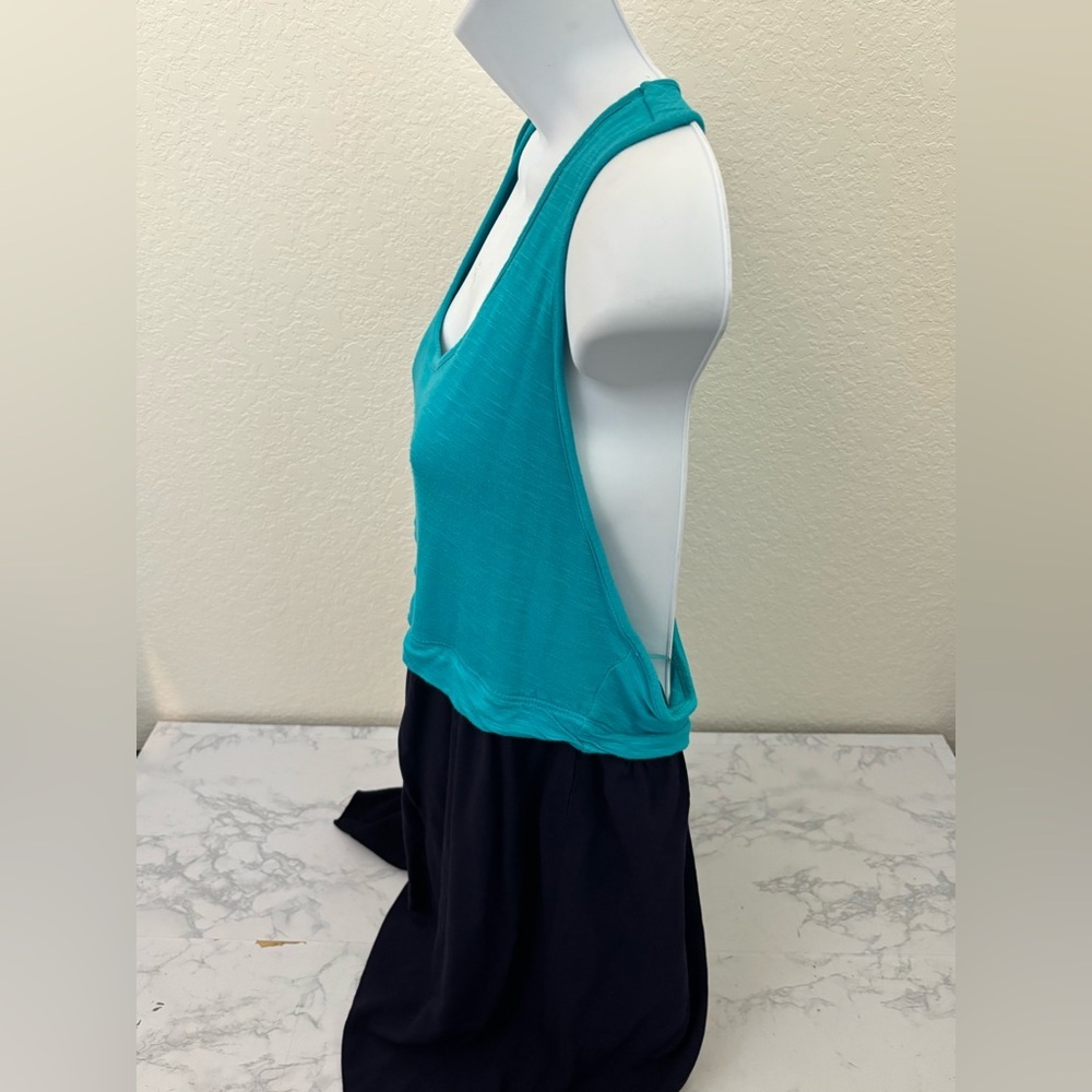 Cynthia Rowley Tank Dress Womens XL Teal Black Colorblock Sleeveless Pullover - Picture 2 of 5